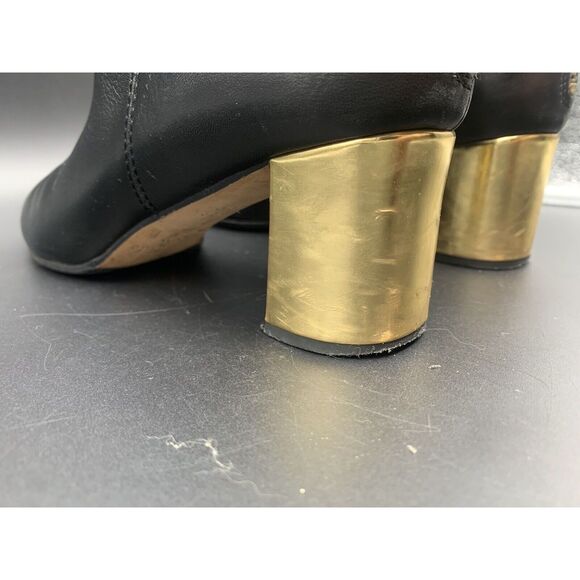 Kate Spade Tavie Knee High Boots Size 8 Square Toe Gold Heel - Picture 10 of 12